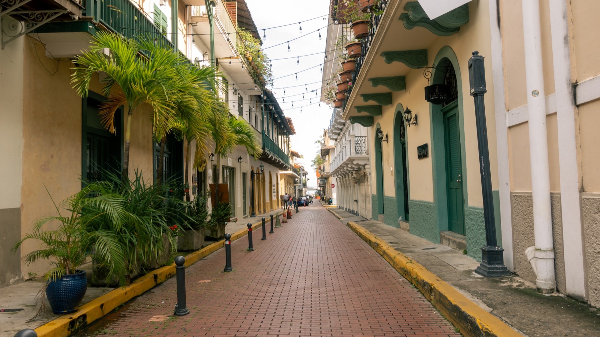 Cobblestone street in Casco Viejo, Panama